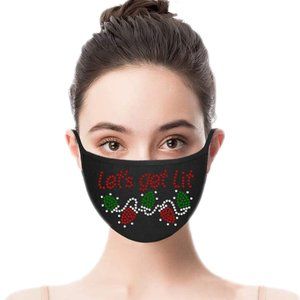 Christmas Let's Get Lit Rhinestone Mask